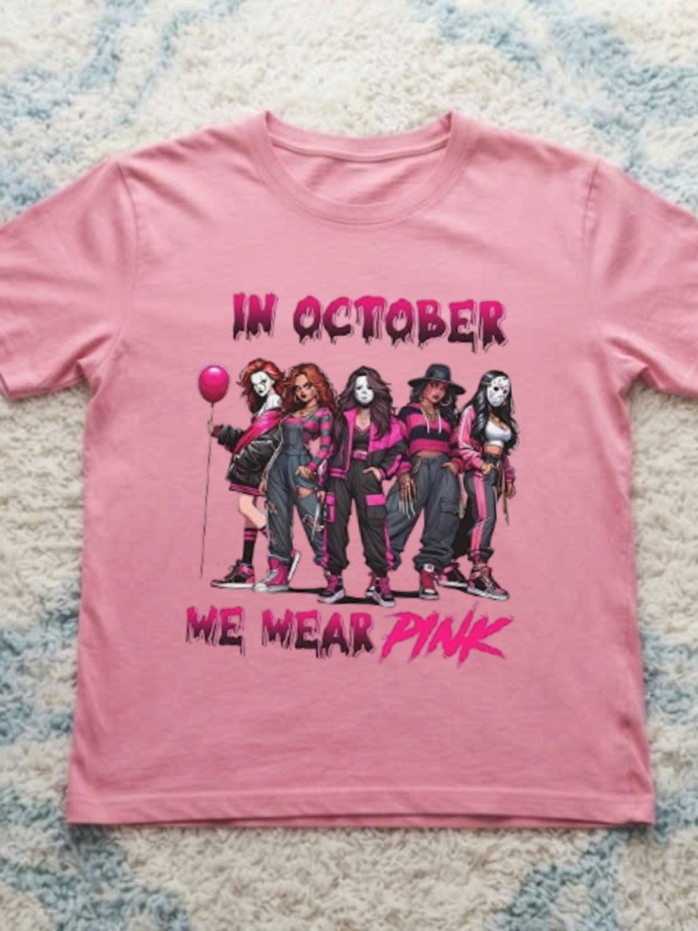 Gildan Pink Graphic Tee "In October We Wear Pink"